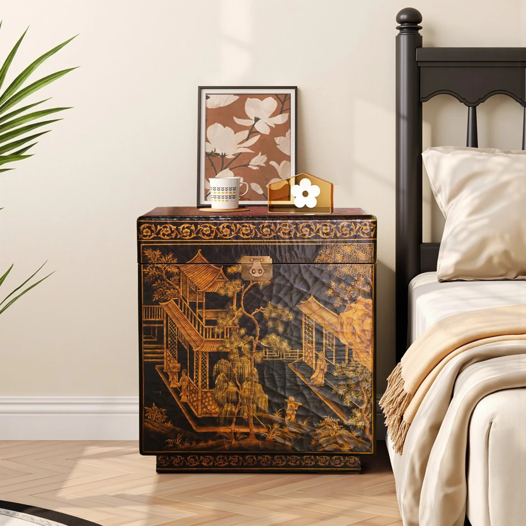 【本尼家】A4法式中国风开盖边几客厅收纳储物玄关柜60*43*65cm