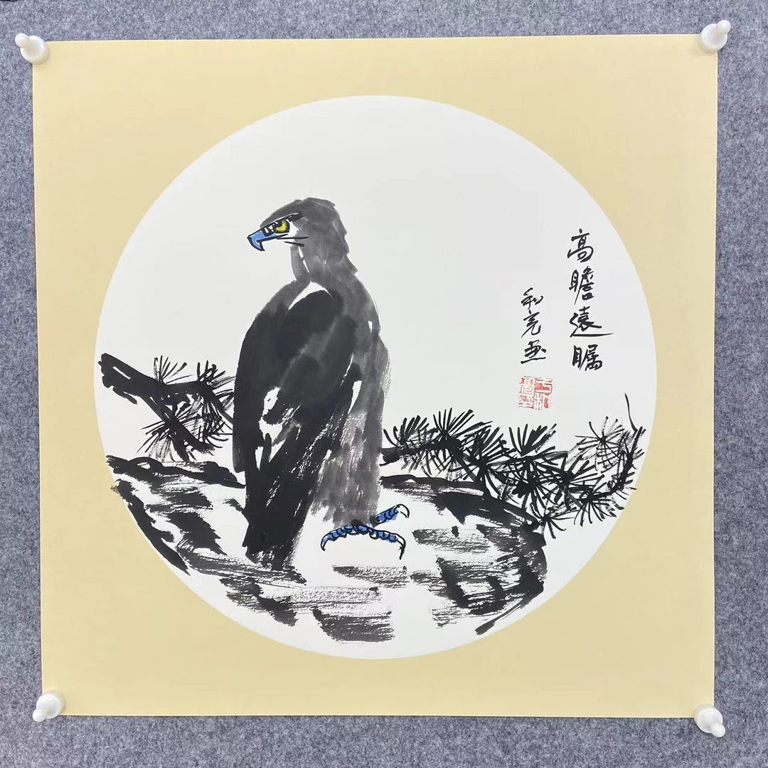 手绘《高瞻远瞩》50厘米*50厘米小斗方