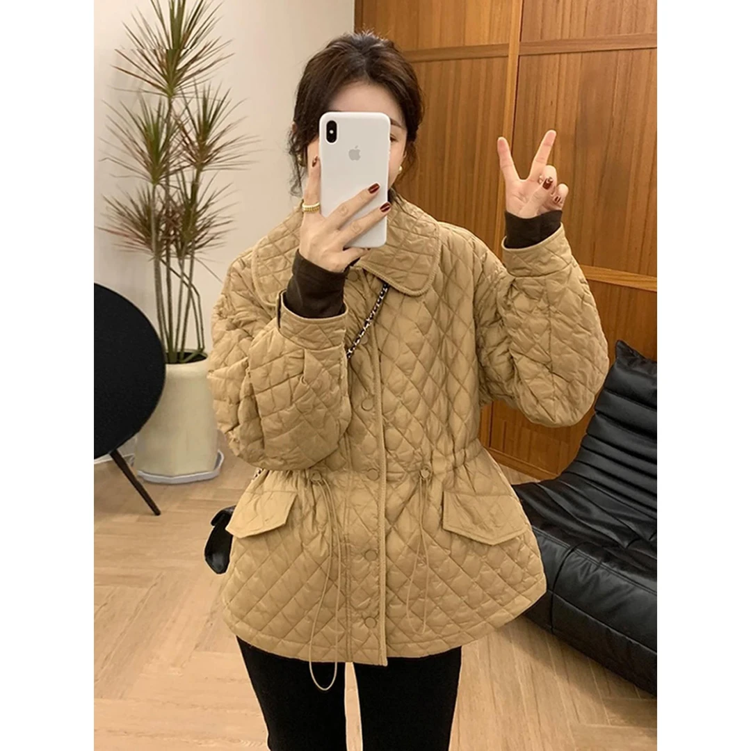 高级感菱格服女秋冬轻薄洋气收腰薄衣法式独特二外套