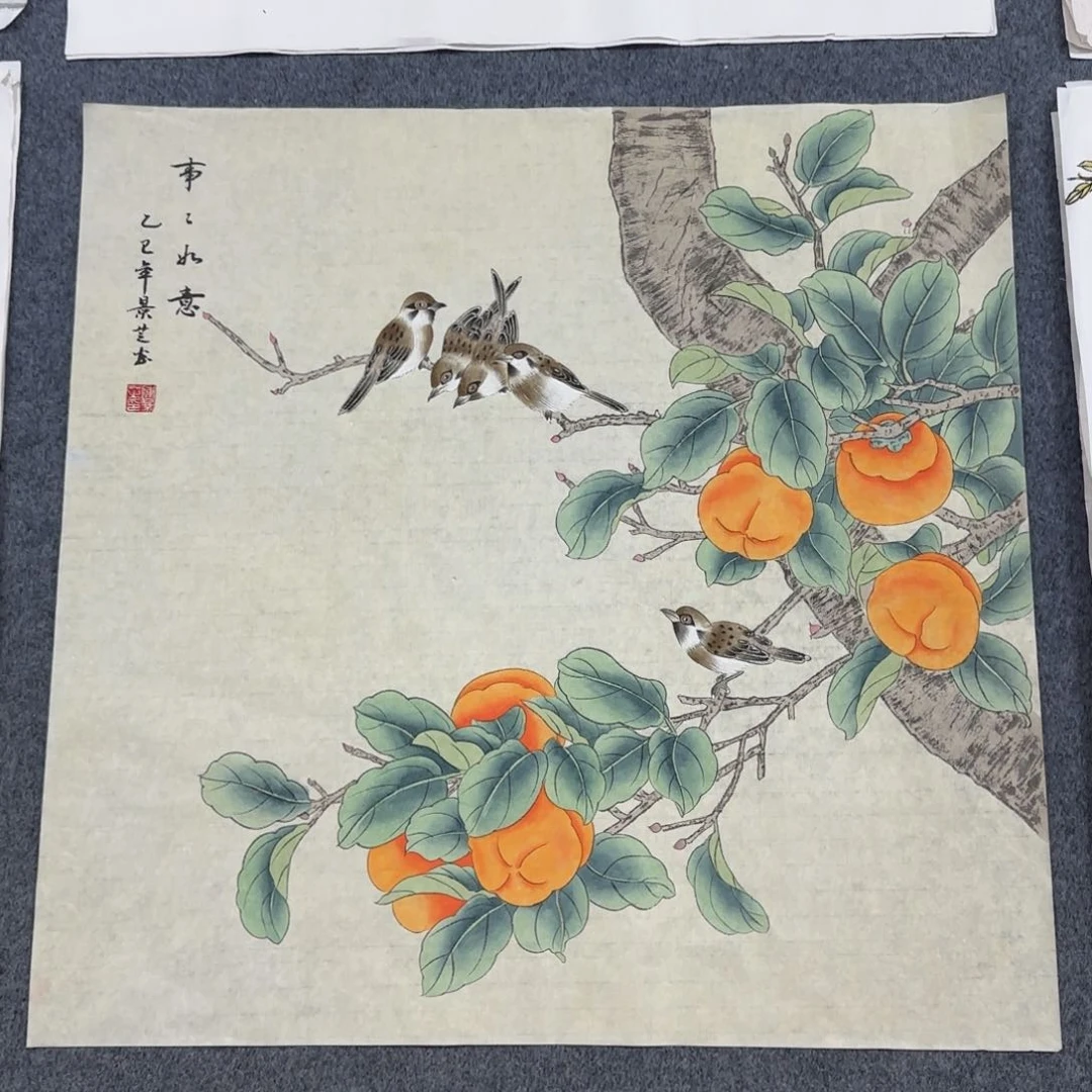 国画尺寸70X70手绘作品