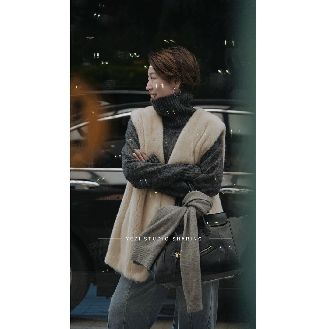 【新年新衣】山羊绒460g重磅定纺珠片纱静奢高领羊绒衫毛衣25419021