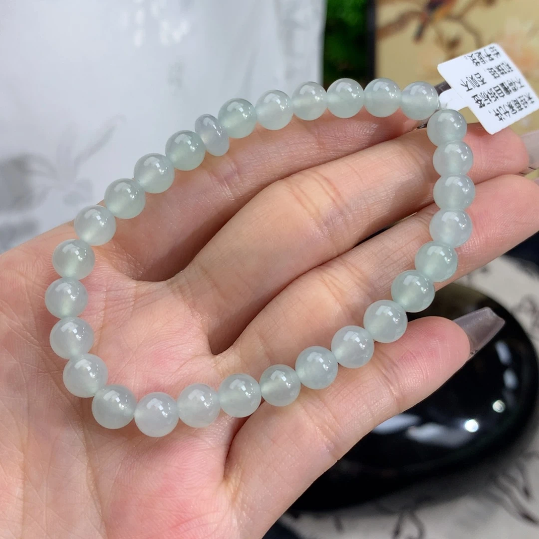 翡翠手链未镶嵌卡6.3冰胶晴手串