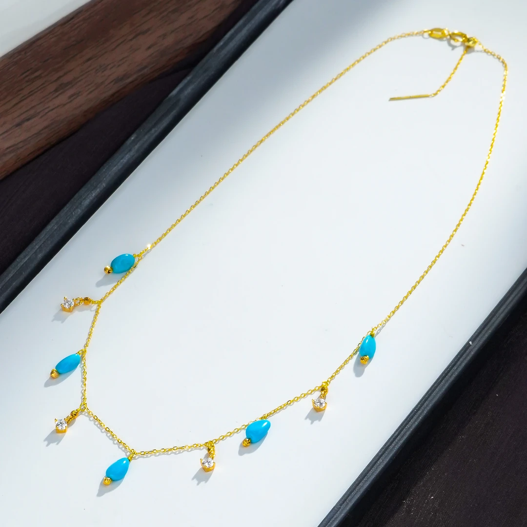 木润【绿松】天然原矿绿松项链  S925银