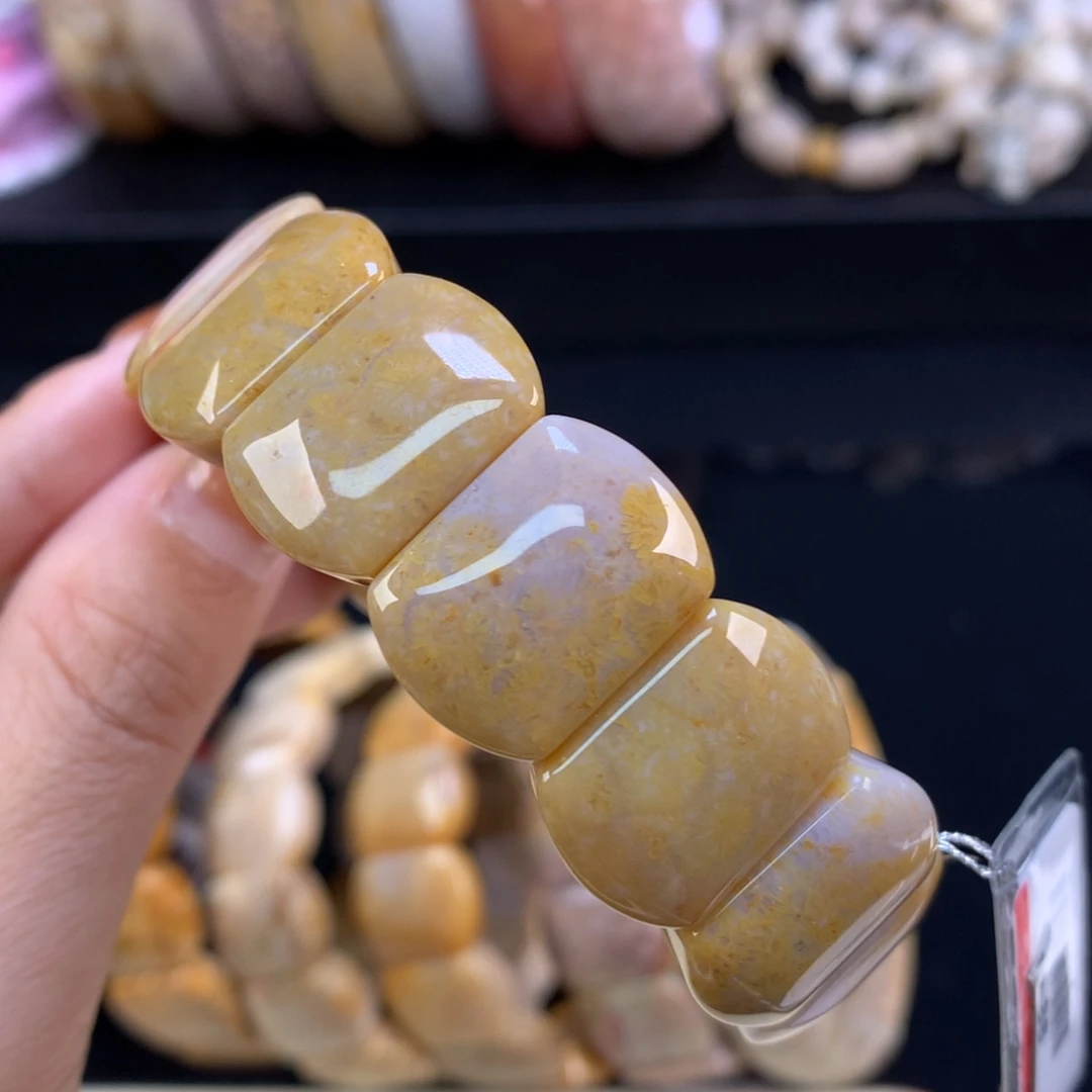 硅化珊瑚（珊瑚玉）未镶嵌颈饰手牌88漏44（55号）