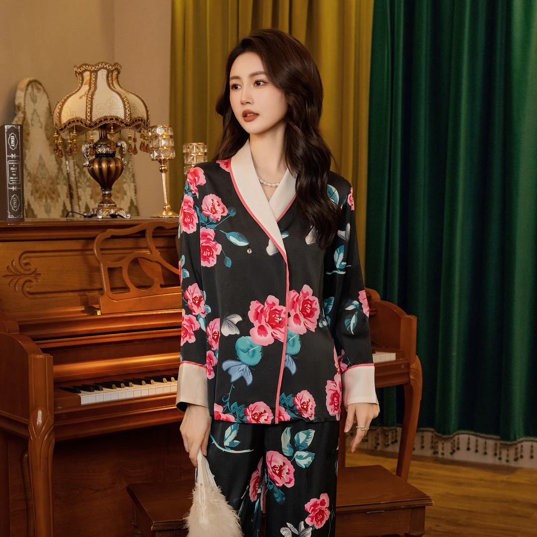 达芬奇密码【倾城粉黛】秋季爆款睡衣可外穿家居服套装两件套女春秋