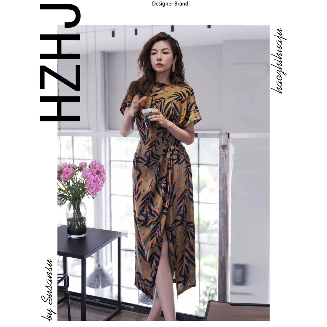 HZHJ新款原创设计款枫叶的回忆连衣裙重工复古气质奢华003