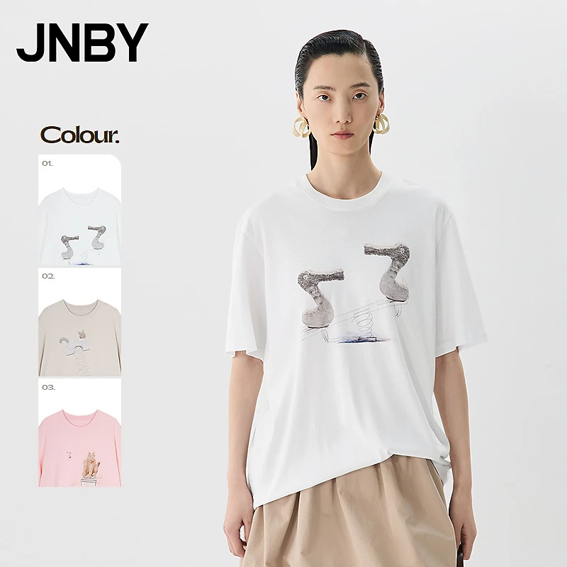 【商场同款】JNBY/江南布衣25夏新品T恤短袖圆领宽松5P6115570