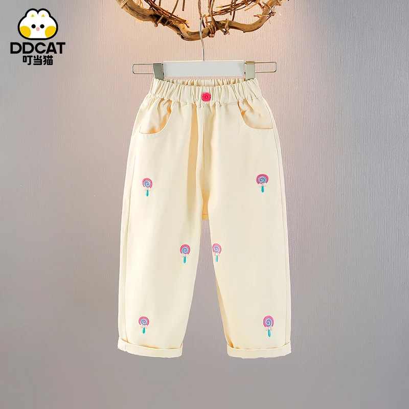 叮当猫女童春秋季裤子儿童洋气休闲裤中小童秋装长裤女宝宝直筒裤