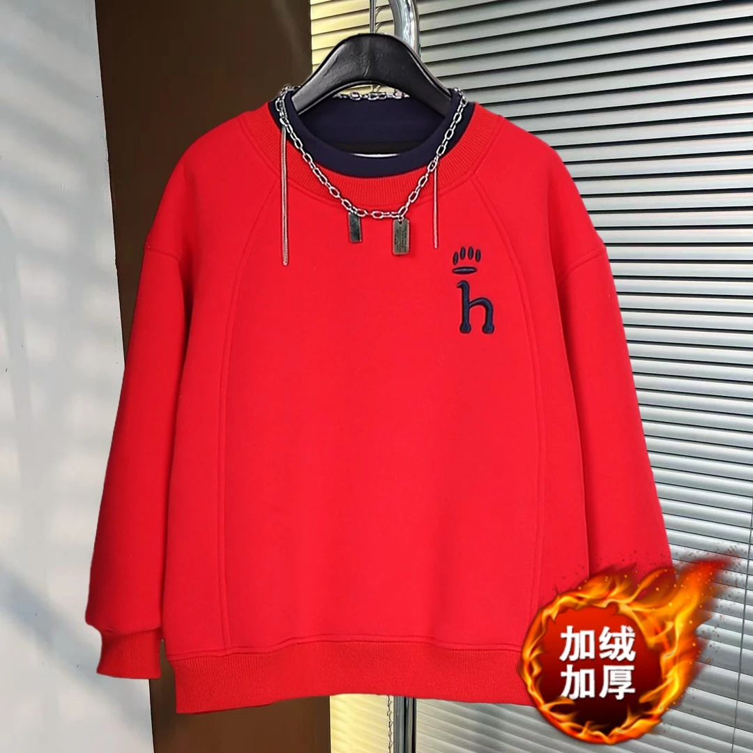 2025新款男童加绒加厚卫衣冬季韩版洋气卫衣冬款