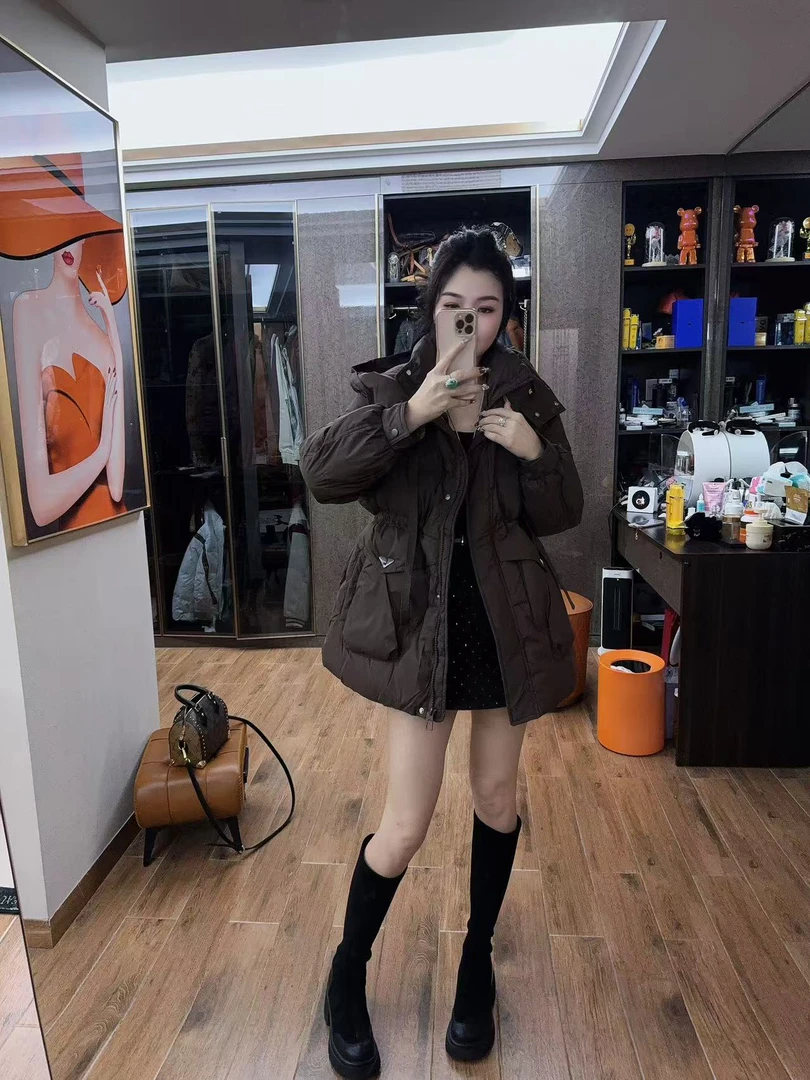 冬季新款时尚连帽羽绒中长外套9826