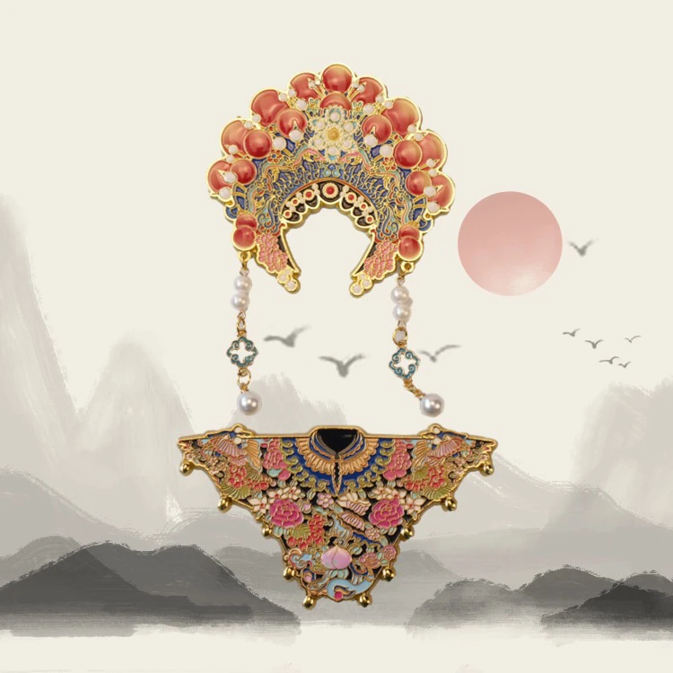 穆桂英挂帅文创冰箱贴凤冠云肩旅游纪念品金属磁吸文创