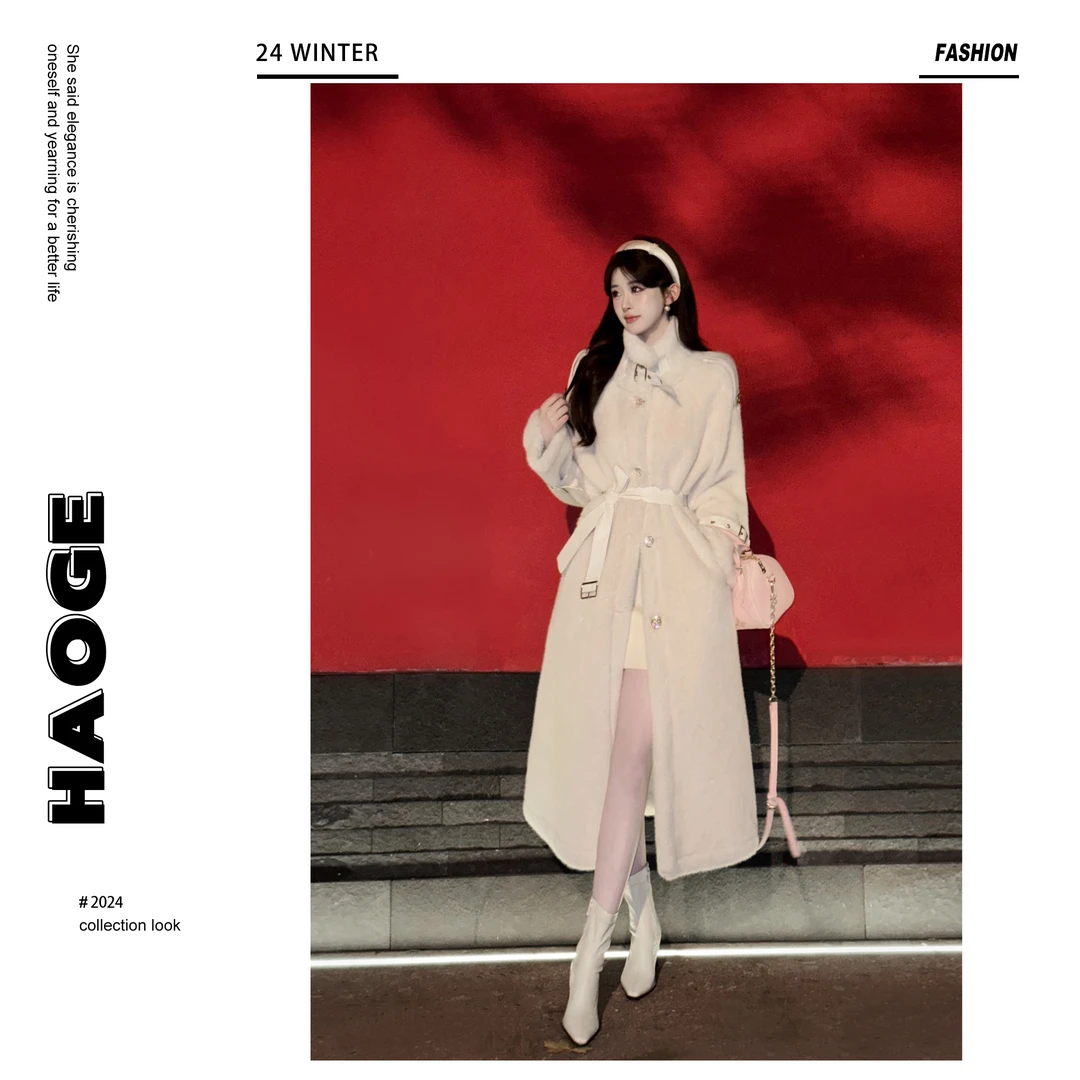 冰冰●喜马拉雅气质中长款冬季轻奢时尚翻领Q3WT5101A外套预