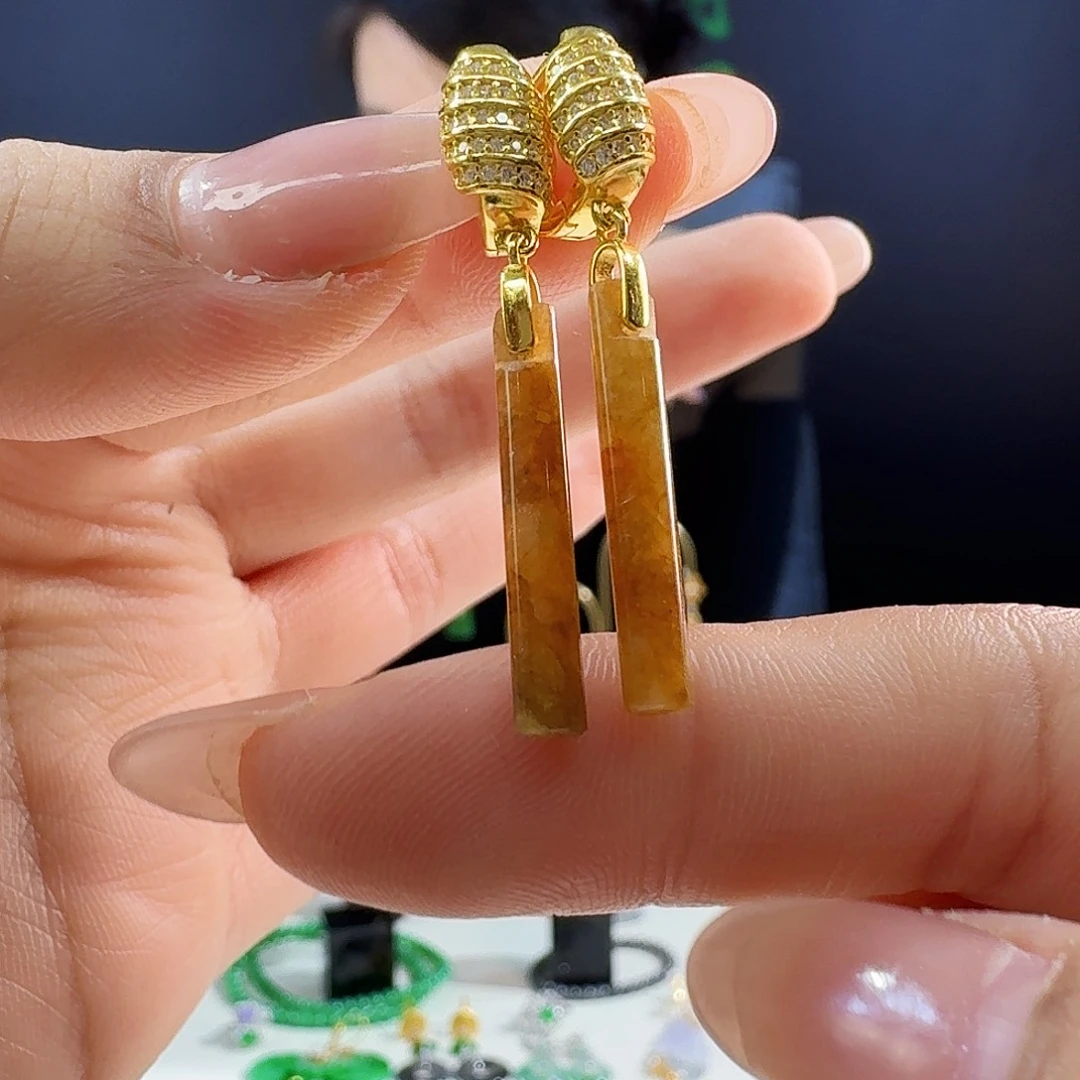 翡翠银S925镶嵌耳饰925镶嵌