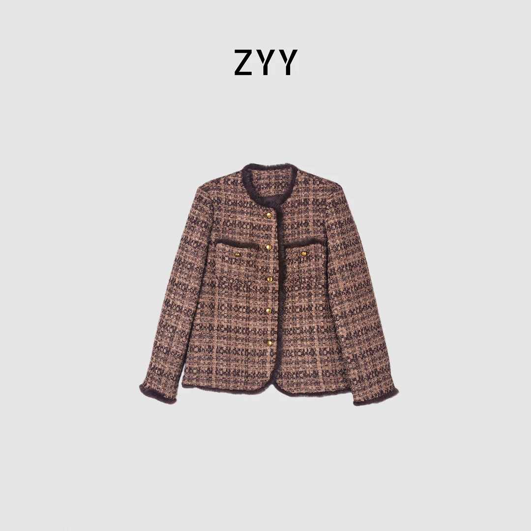ZYY【冬日牧野】2025/S冬季新款90白鹅绒格纹羽绒服X25DYRF06171