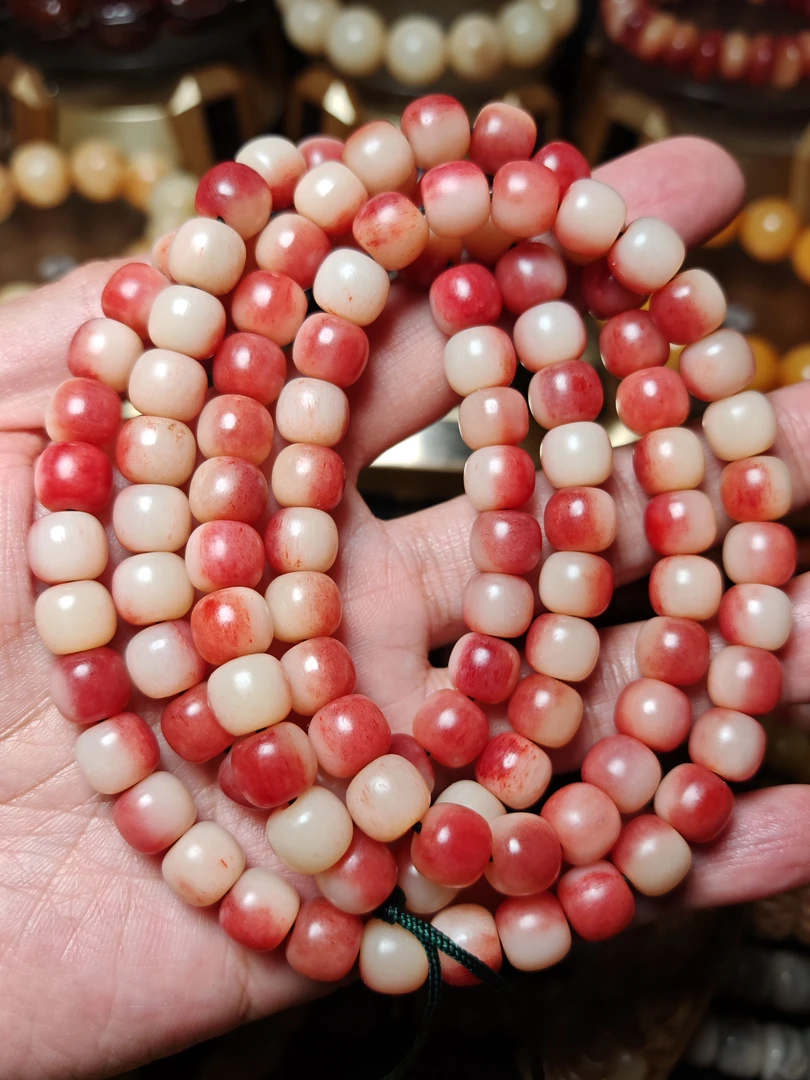 原生态天然半血驼骨1.0尺寸桶珠108颗顺纹项链