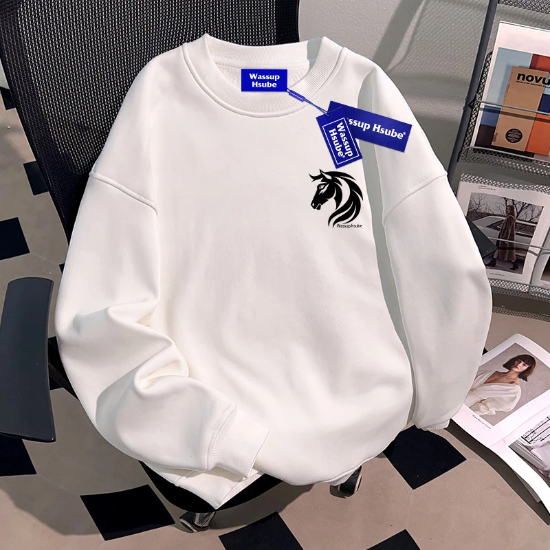 WASSUP HSUBE美式潮流重磅圆领卫衣2026新款冬装慵懒宽松上衣chic