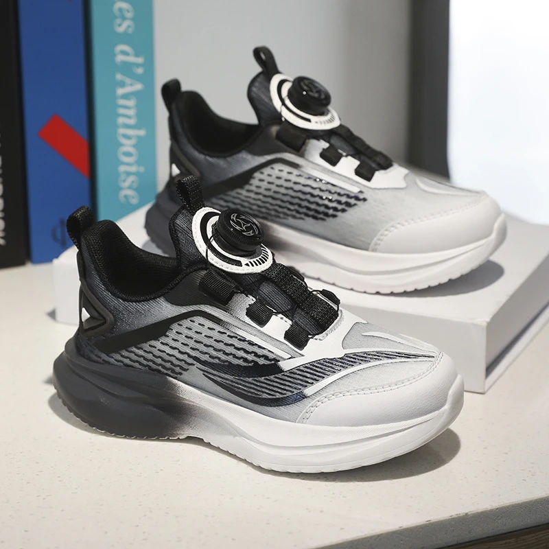 男女儿童休闲鞋2025春季新款旋转扣舒适网面透气运动轻便跑步鞋潮