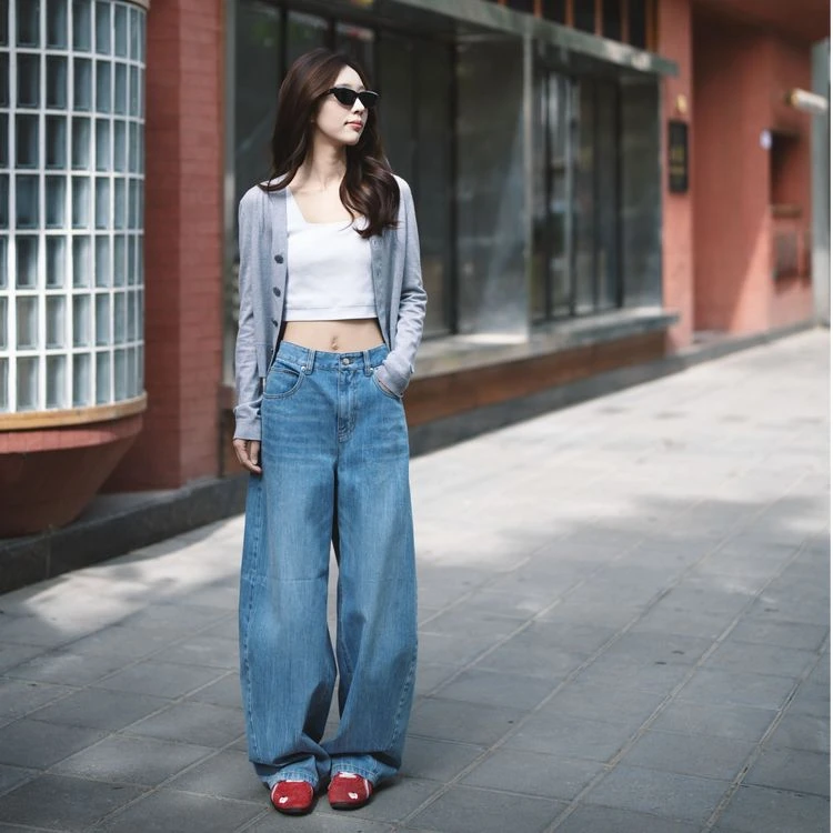 AMASS/阿玛施爆款牛仔裤阔腿裤女装裤子高腰牛仔裤新款女士510084