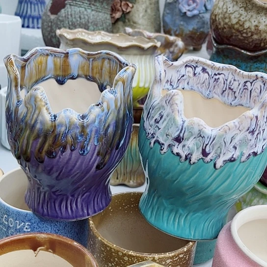 多肉绿植陶瓷花盆9.9包邮，有空