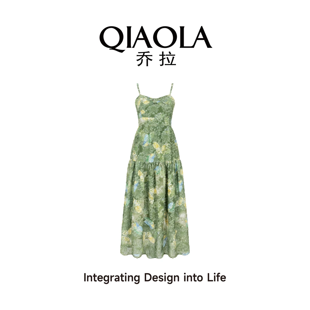QIAOLA/乔拉【蝶舞之恋】夏季蝴蝶提花剪花A版复古显瘦裙子预售