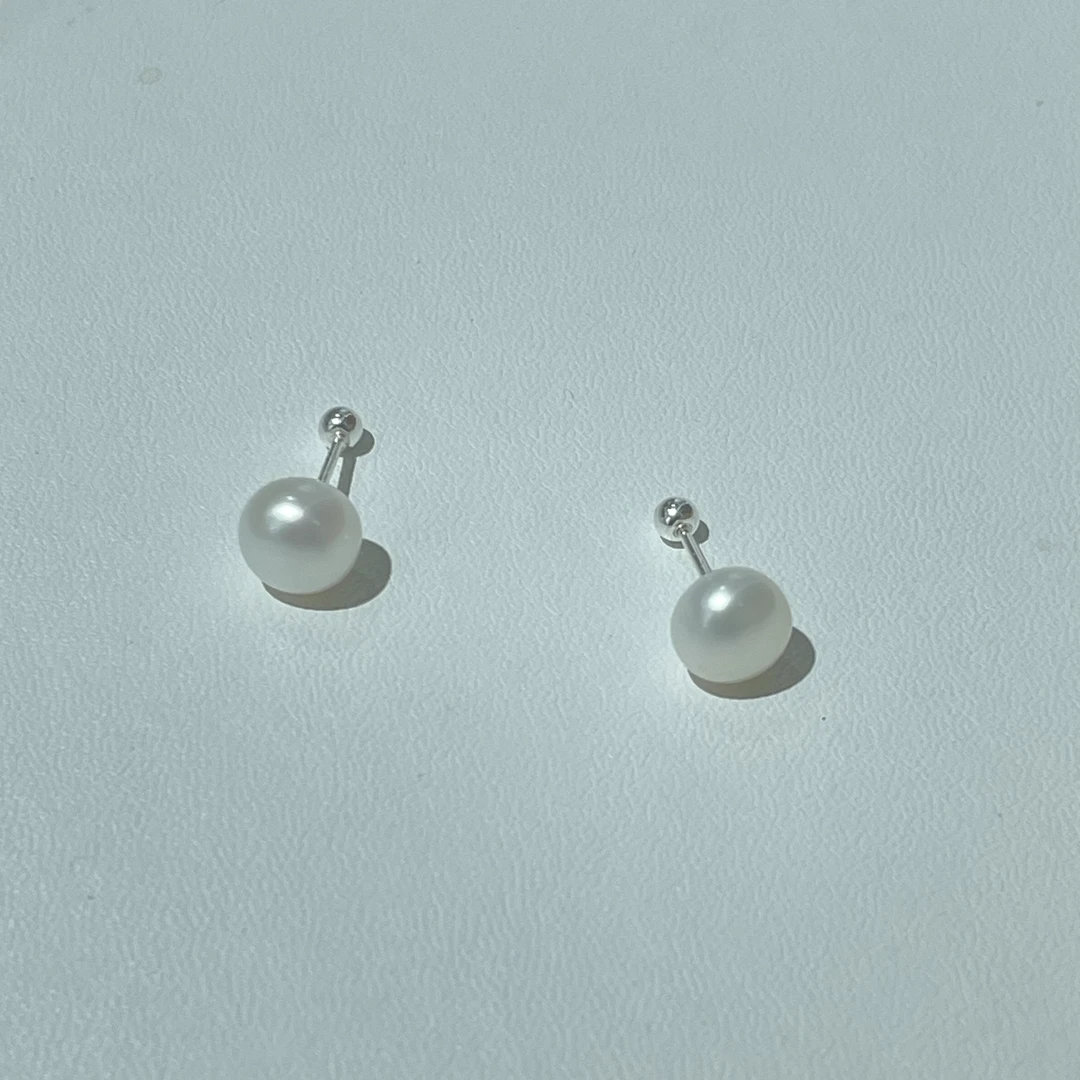 足银耳饰 珍珠珠足银耳钉D025 md