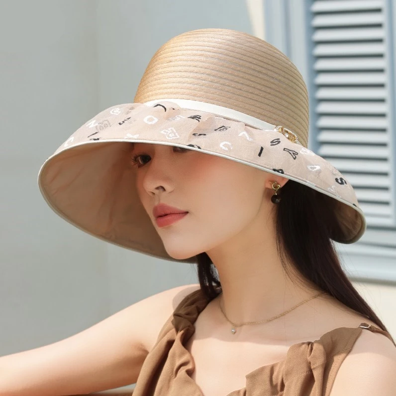 大檐遮阳帽女帽子户外妈妈太阳帽防紫外线中老年防晒帽夏天大帽檐