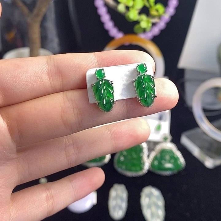 翡翠未镶嵌耳饰耳钉