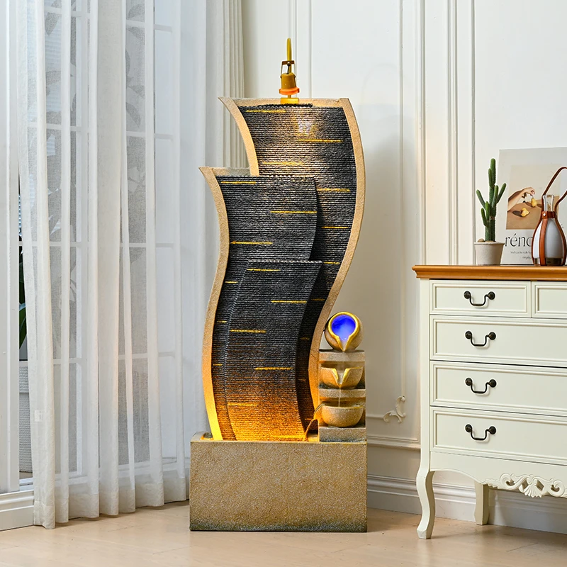 家居客厅喷泉室内假山景观造景加湿招财流水现代店面创意办公摆件