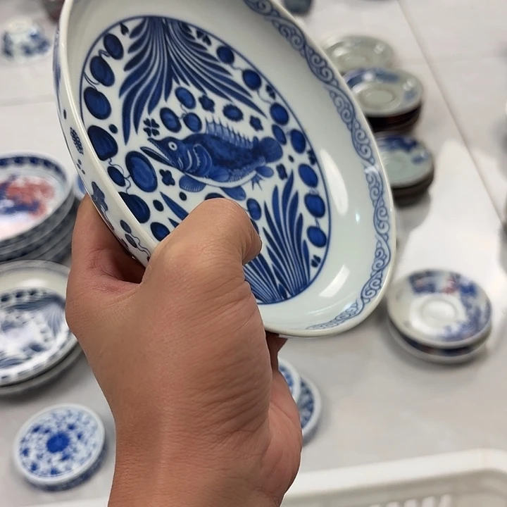 瓷片青花鱼藻大胡乘景德镇