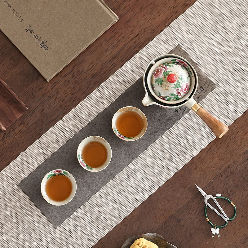 便携旅行茶具组陶瓷功夫茶壶茶杯自动翻转方便泡茶家用办公饮茶器