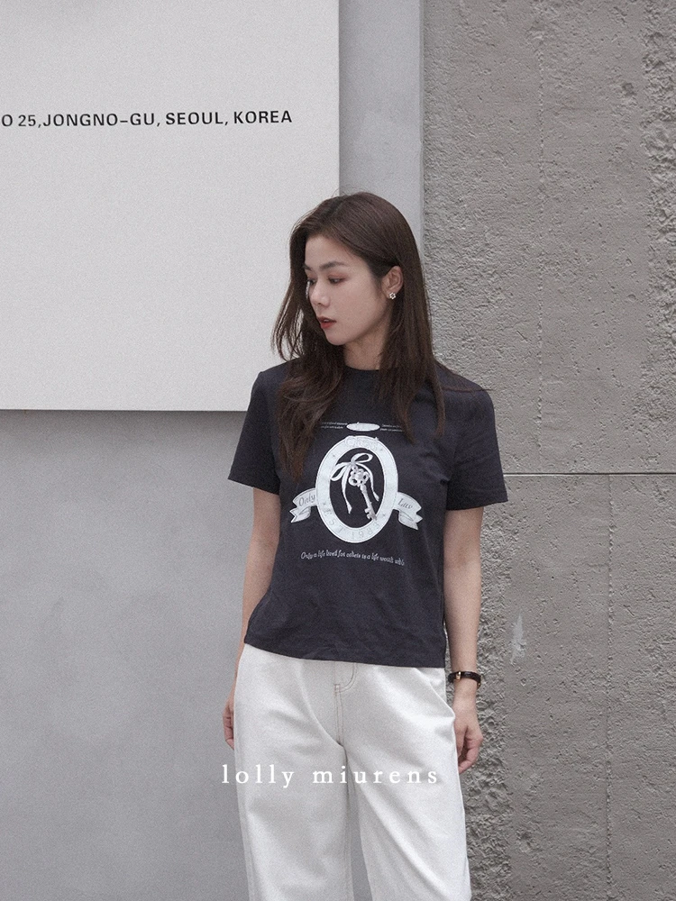 缪恩诗SPRING x「小可乐～❀」2025 字母短袖T恤M2501040102