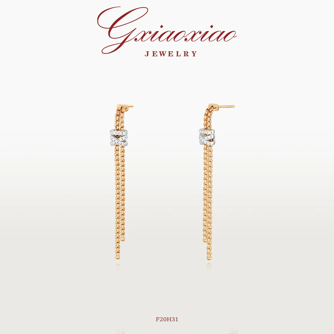 G XIAOXIAO 镀K金 时尚高级感气质百搭表带款流苏耳环 F20H31