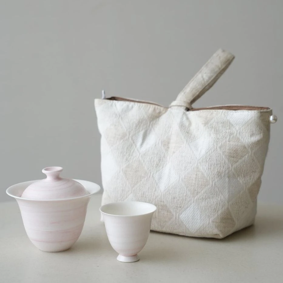 VAST无垠器皿全手工樱花粉盖碗茶杯风铃茶杯茶包茶器套组节日送礼