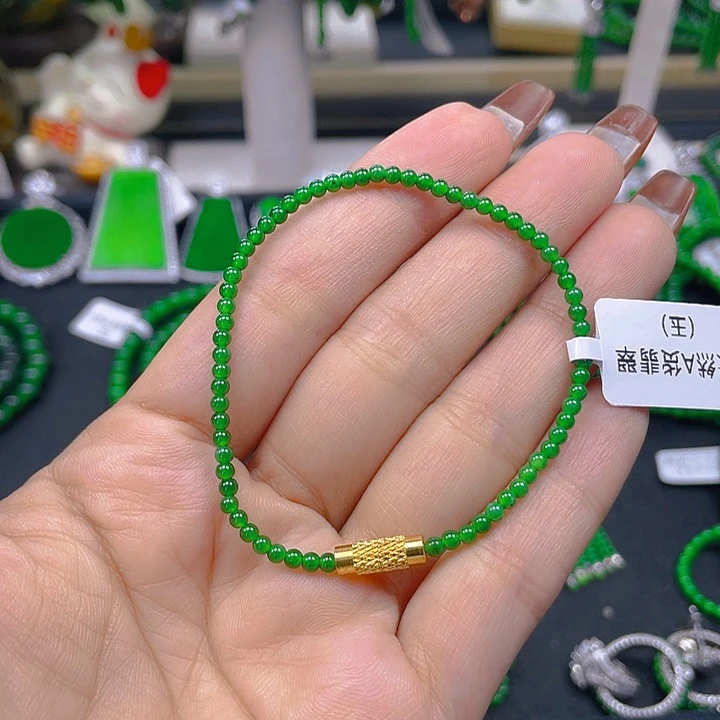 未镶嵌手链翡翠翡翠阳绿手链2.5