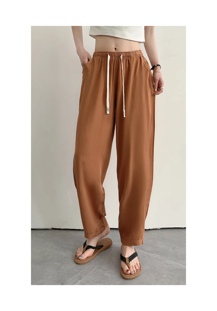 木禾家-（斜纹老爹裤）女生高腰夏季必入棉绸老爹裤 818