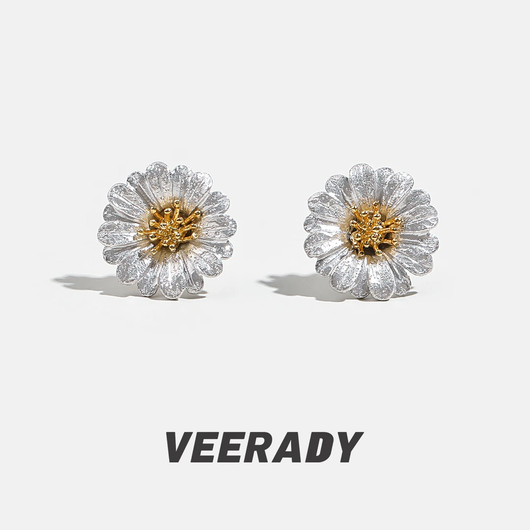 925银耳饰 雏菊耳钉女 意大利布契拉提正品轻奢花朵简约银耳环