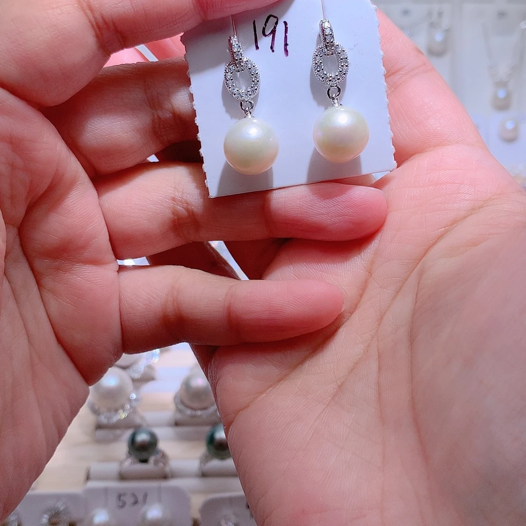 耳饰银S925镶嵌淡水珍珠CC11.2mm