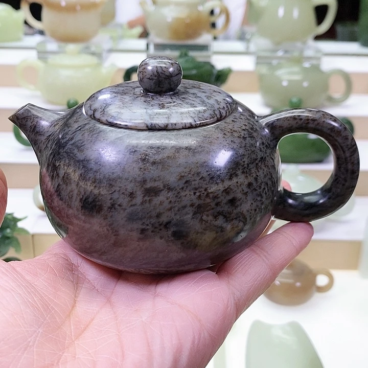 和田玉未镶嵌挂件茶壶230m l