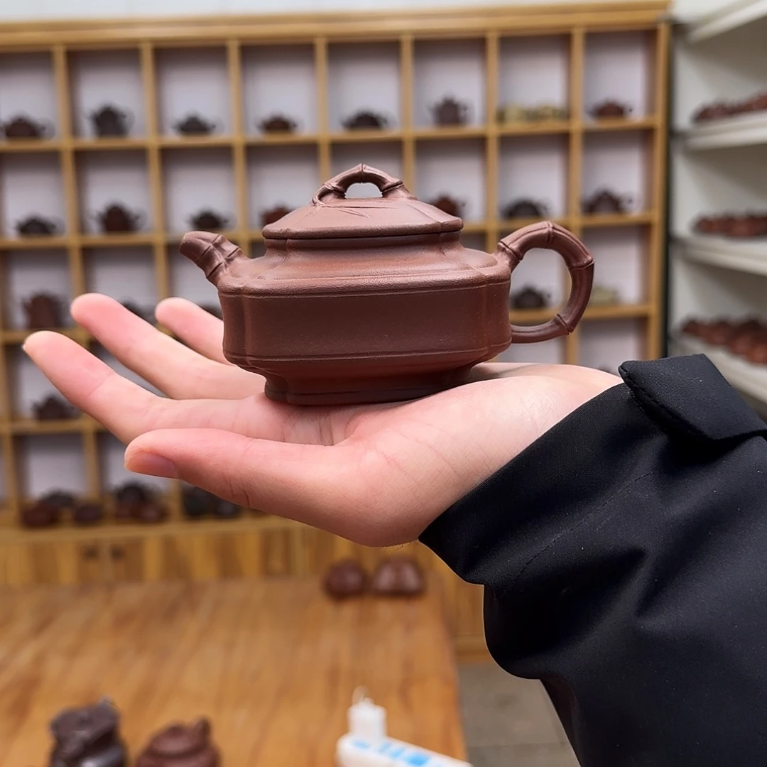 紫砂茶壶四方竹鼓200cc