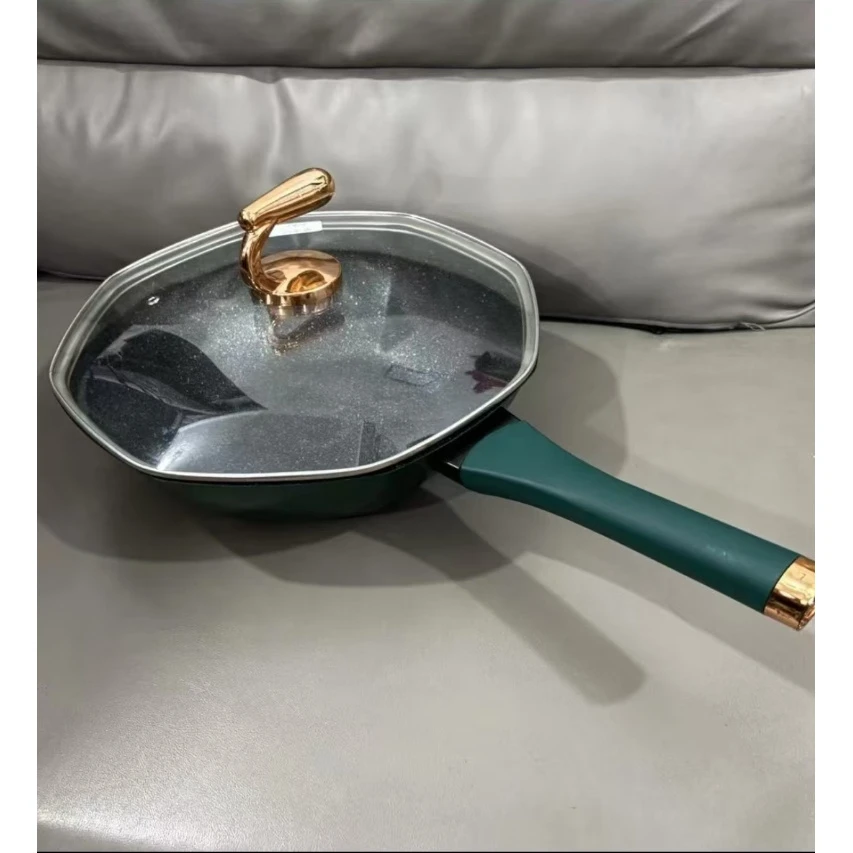 不粘八角炒锅家用炒菜煎炒锅无油烟麦饭石 GC