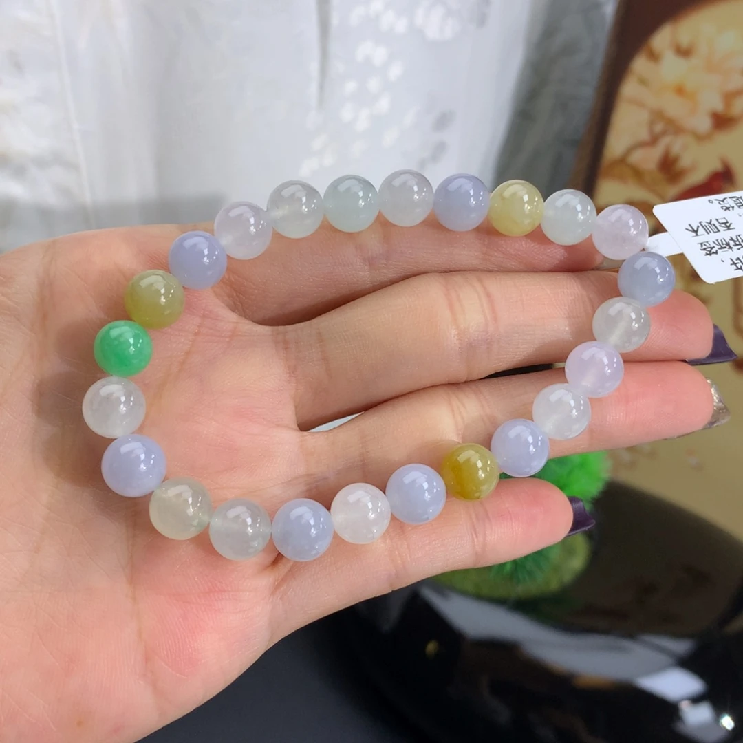 未镶嵌手串翡翠卡8冰胶多宝手串