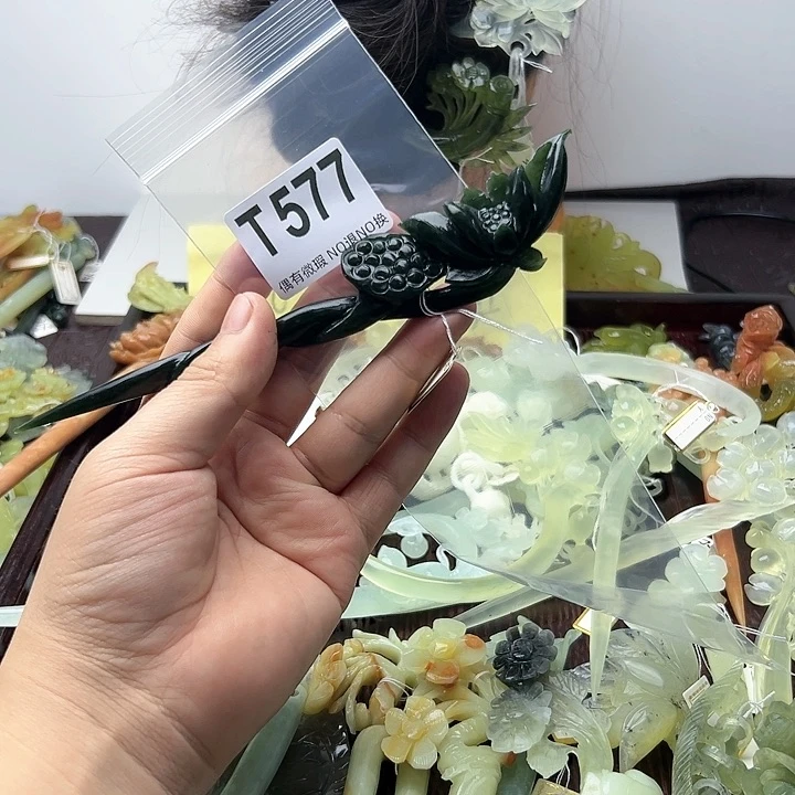 蛇纹石玉发饰合金?**?