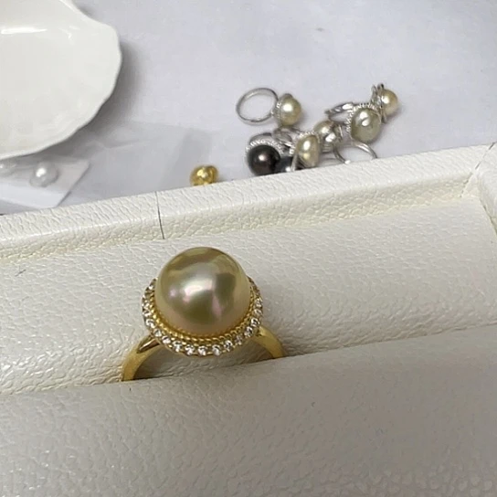 银S925镶嵌戒指海水珍珠1***！