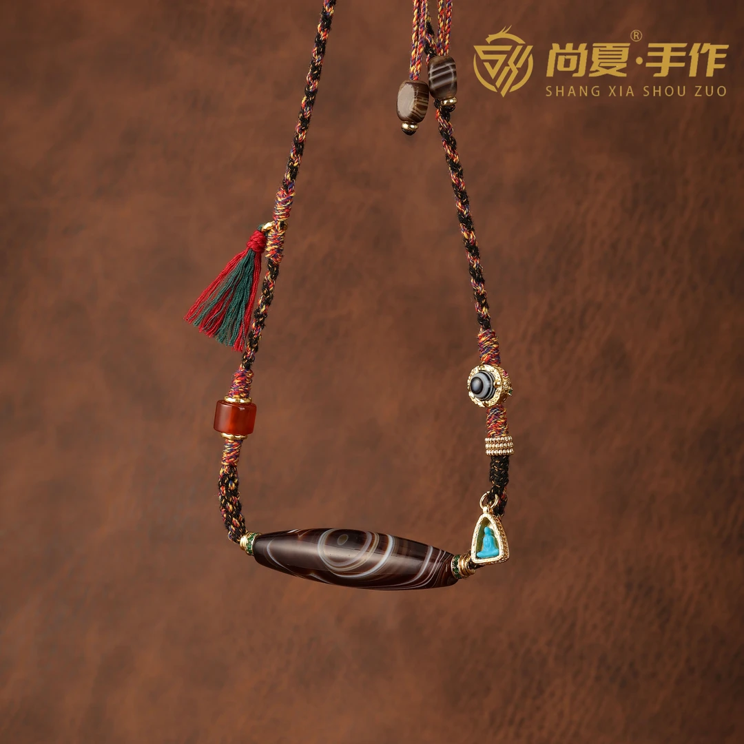 尚夏 铜合金吊坠 手工编绳缠丝珠吊坠配饰一套