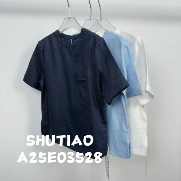 【SHUTIAO】2025夏季：新款小众设计款T恤A25E03528