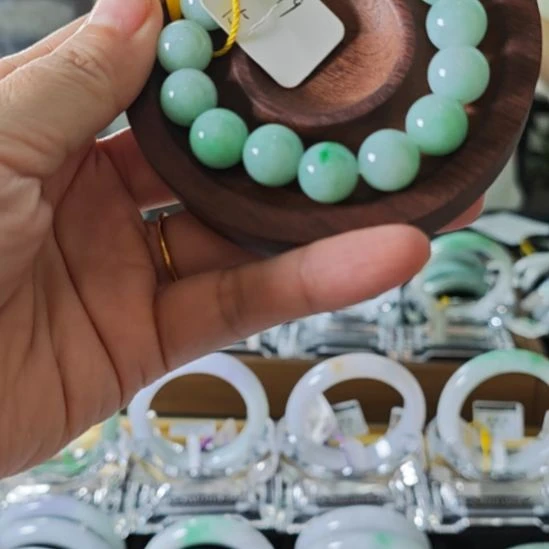 翡翠未镶嵌手链天然翡翠手串390米15颗珠子