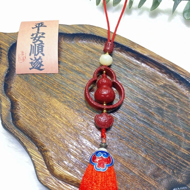 含辰砂工艺品葫芦车挂新款平安汽车挂件后视镜车内挂饰