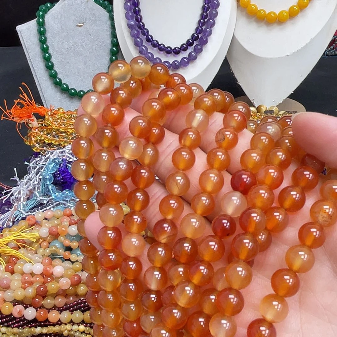 玛瑙/玉髓合金珠宝半成品原色玛瑙8m散珠