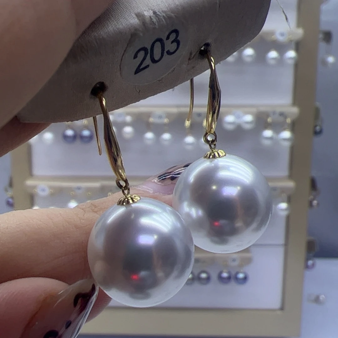 淡水珍珠耳饰18K金镶嵌