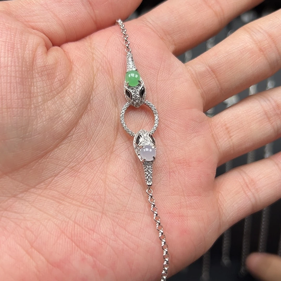 翡翠银S925镶嵌手链